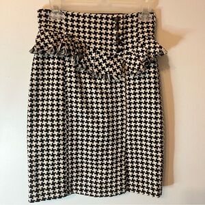 Nanette Lepore Houndstooth Peplum Wool Skirt  Sz 4